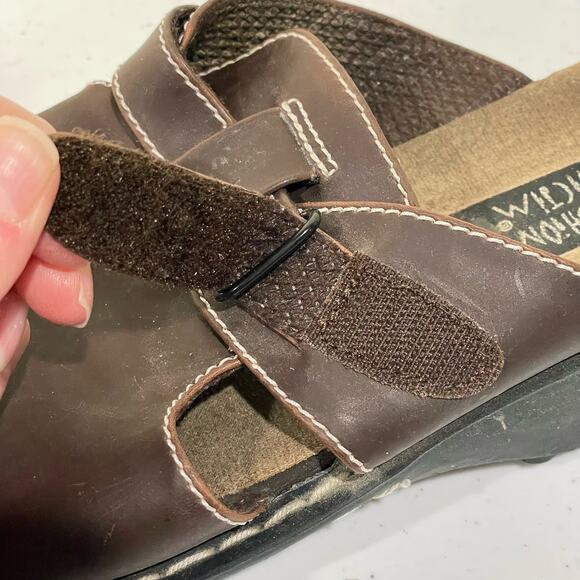 Vintage 90s Y2k Brown Platform Slide Chunky Sandal Hippie Fairy Grunge Womens 10 - Picture 6 of 8